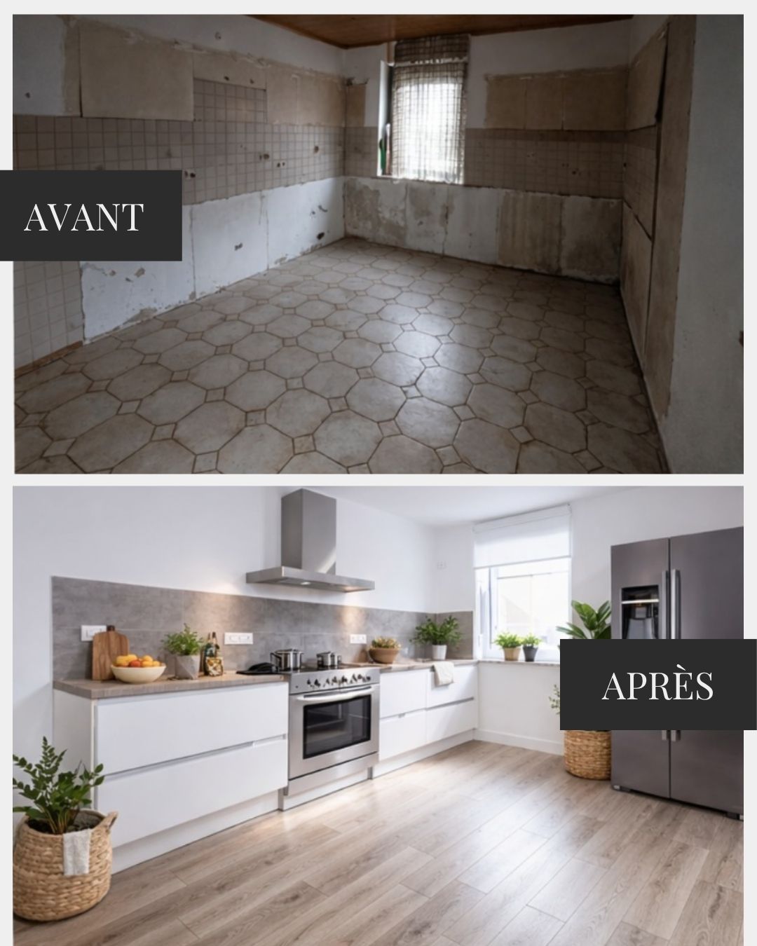 Comparatif avant et après intervention de home staging à La Réunion