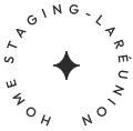 Logo circulaire avec étoile au centre et texte "HOME STAGING-LA RÉUNION".