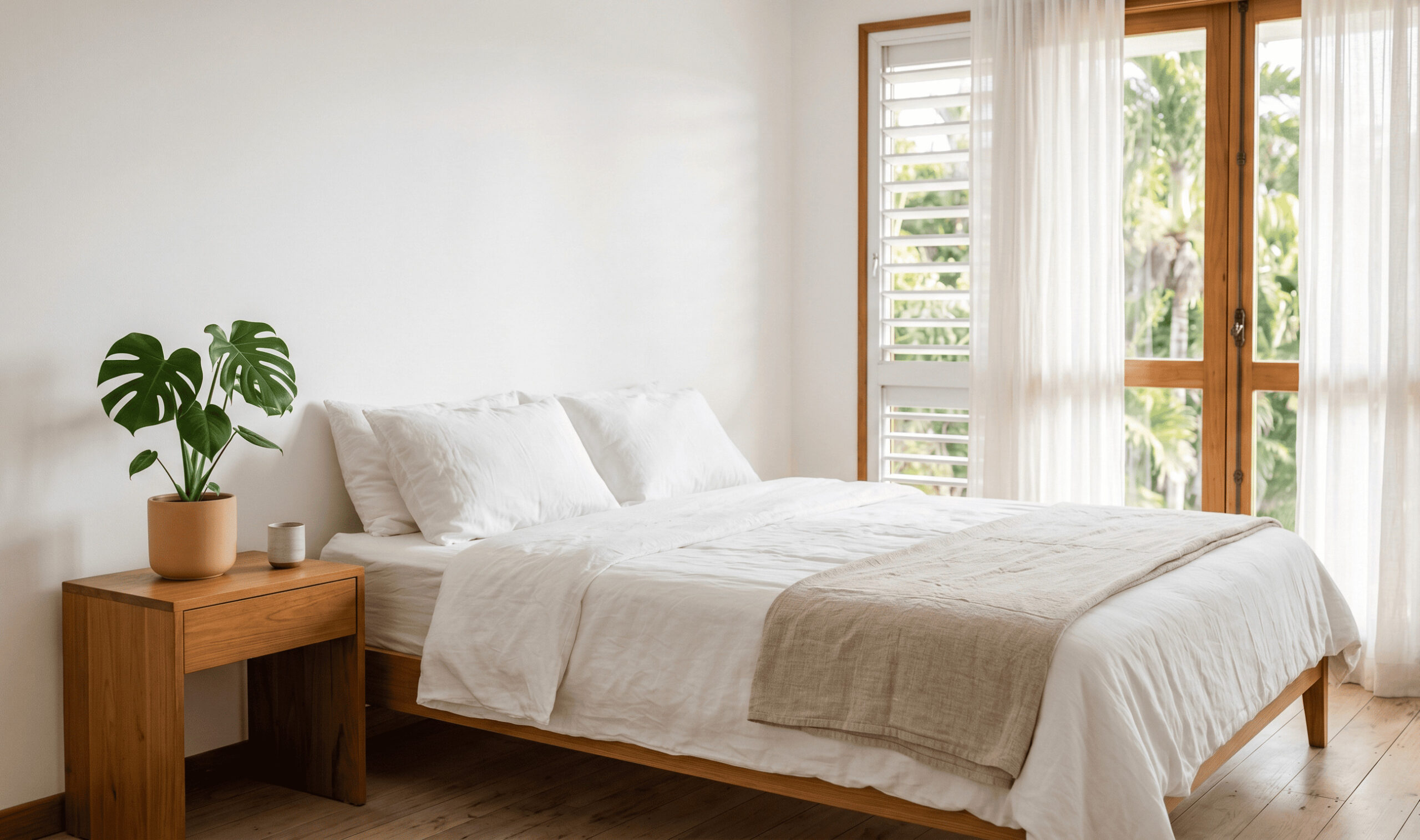 Chambre réunionnaise dépersonnalisée et désencombrée pour la vente