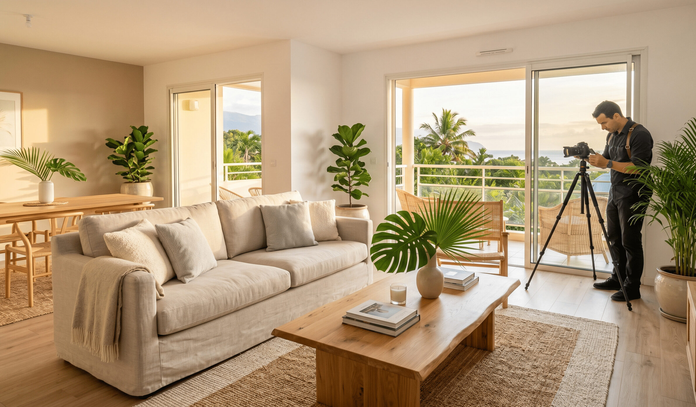 Bien immobilier valorisé par le home staging à La Réunion prêt pour la séance photo d'annonce immobilière