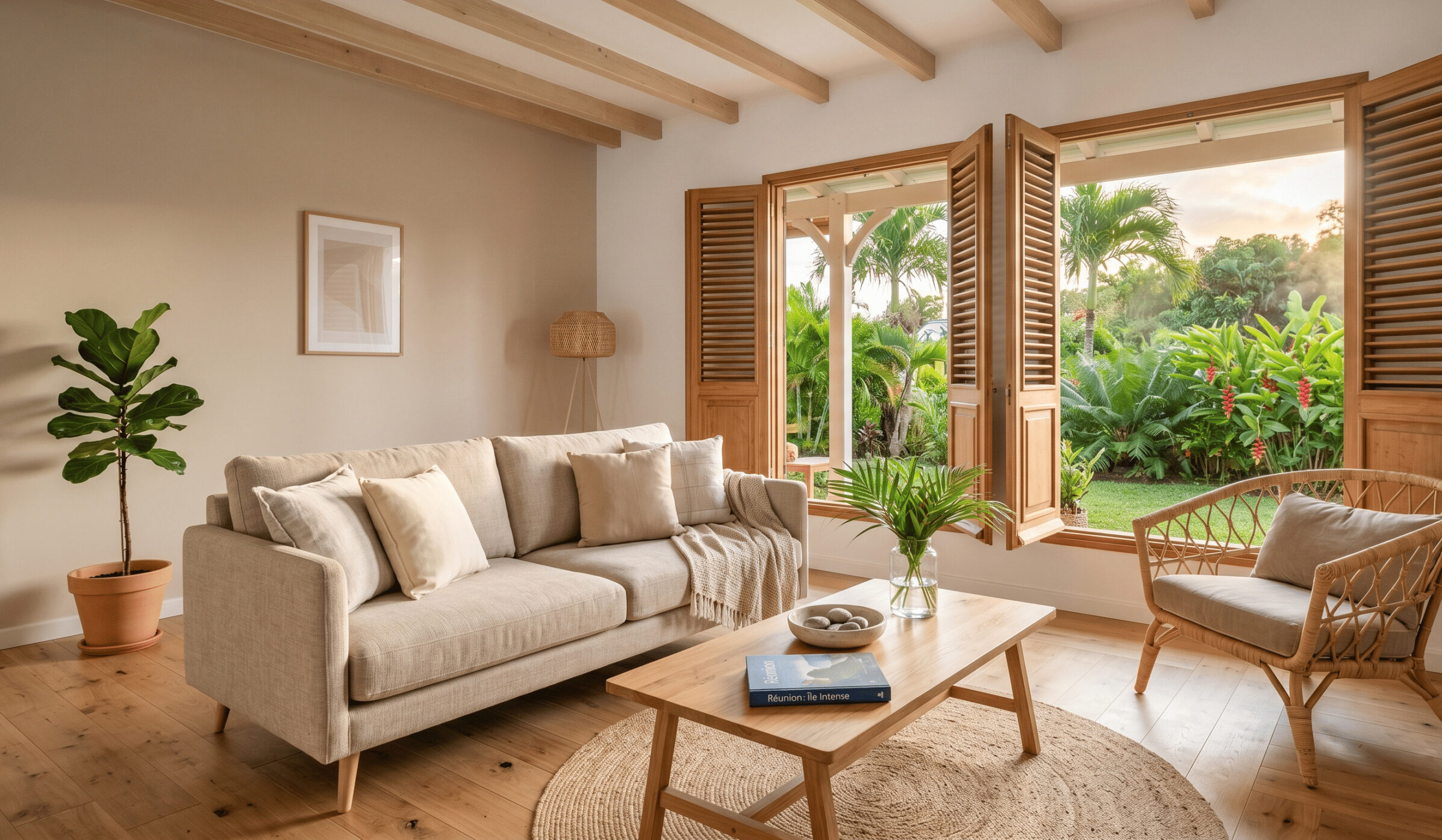 Cuisine valorisée avec home staging professionnel à La Réunion avant mise en vente