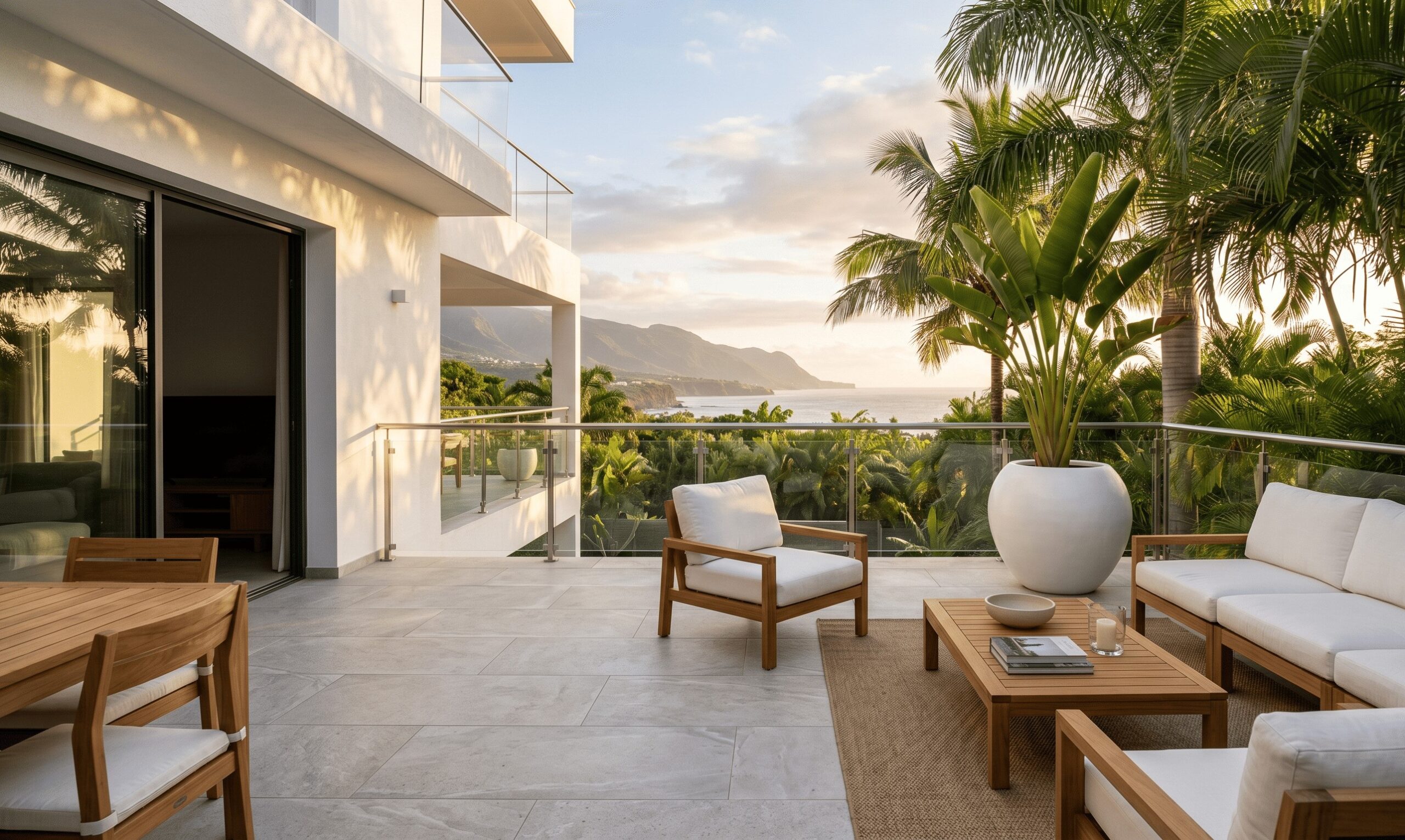 Terrasse de villa réunionnaise valorisée par le home staging avant mise en vente